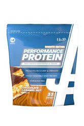 Trained by JP Performance Protein Smooth chocolate caramel nut flavor, high-quality whey protein for recovery and strength.